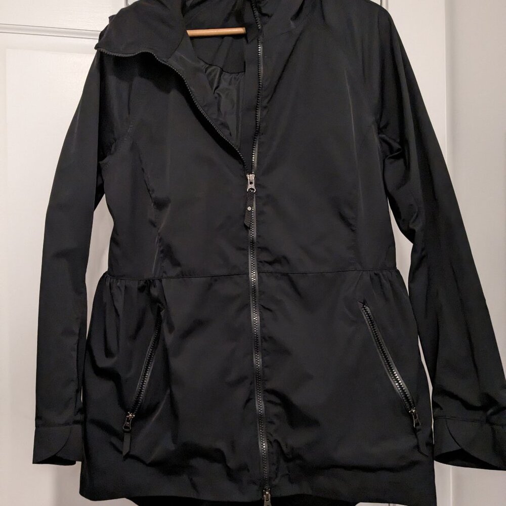 Black Lululemon Raincoat with Peplum Detail, Women's Size 12